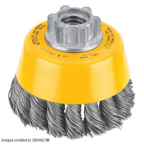 DEWALT DW4910 3-Inch by 5/8-Inch-11 Knotted Cup Brush/Carbon Steel .020-Inch