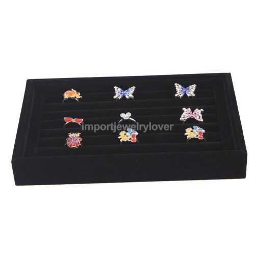 Jewelry Ring Display Tray Black Velvet Flocking Box Holder Show Case Shop