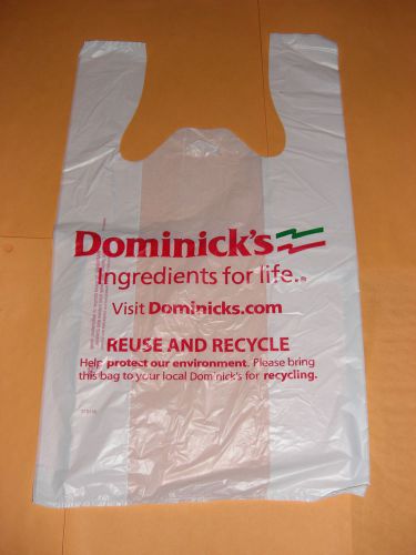 1 dozen Dominick&#039;s Chicago plastic grocery bags single sided white