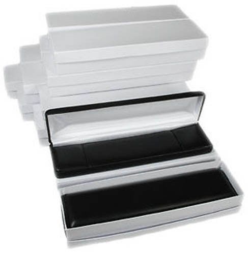 12 Piece Black Faux Leather Bracelet  Display Jewelry Gift Box 8&#034; x 2&#034; x 1 1/8&#034;