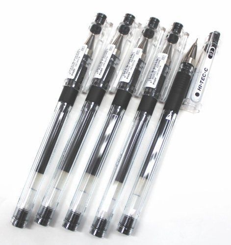 5x pilot hi tec c 0.3mm black fine gel ball pen with rubber grip for sale