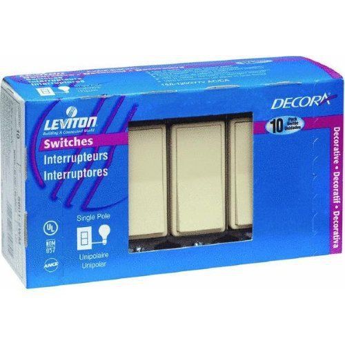 (Pack of 10) Leviton 5601-2AM Single-Pole Decora Rocker Switch - Almond