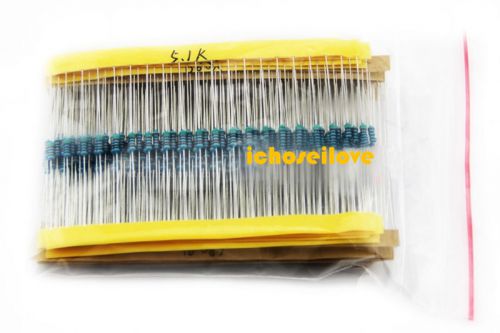 1000Pcs 50 Value 1/4W Metal Film Resistor Resistance Assortment Kit Set 1%