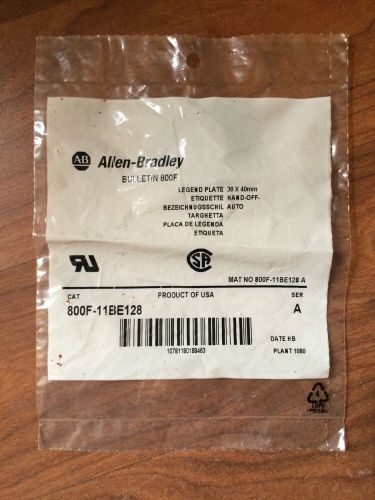 Allen Bradley 800F-11BE128 Snap-In Legend Plate 30 x 40mm  NEW