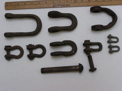 Vtg lot of old metal clevis shackle slide in pins rusty barn find d ring for sale