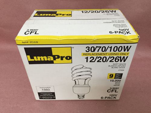 New lumapro 2cuu9 screw-in cfl light bulbs, 12w, t4, medium, pack of 6 for sale