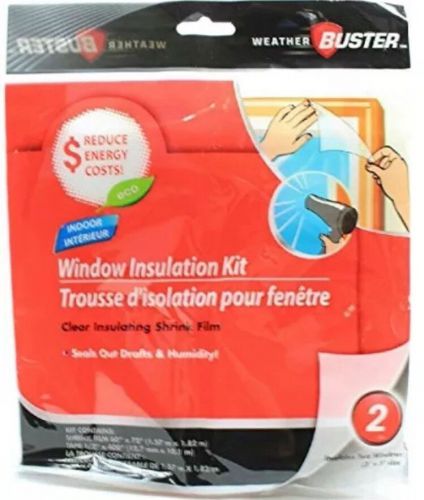 Weather buster two 3&#039; x 5&#039; window clear shrink film insulation kit (2 pack of 2) for sale