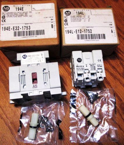 2 NIB ALLEN BRADLEY POWER MOTOR LOAD DISCONNECT SWITCH 3 PHASE POLE 32A+12A@600V