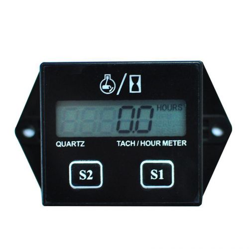 Black spark plugs engine digital tach hour meter tachometer gauge motorcycle atv for sale