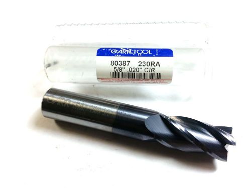 5/8&#034; Garr 80387 Carbide 4 Flute TiALN .020 CR End Mill (O 932)