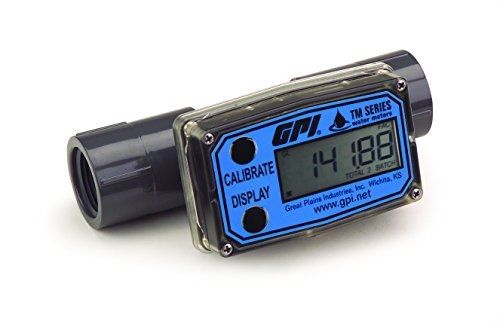 GPI TM075-N PVC Turbine Flowmeter, 2 to 20 gpm Flow Range, 3/4&#034; FNPT