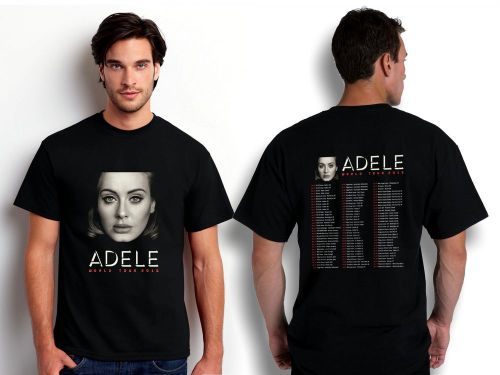 Adele World Tour Dates Date Music 2016 Black Unisex T Shirt Tees S To 5XL