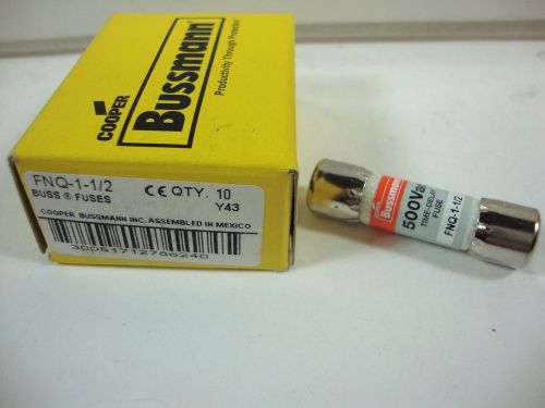 BOX OF 10 NEW COOPER BUSSMANN FNQ-1-1/2 CC-TRON CLASS CC FUSES