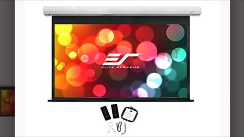 Elite Screens Saker Plus, 235 Inch 16:9, Motorized Drop Down Projection Screen