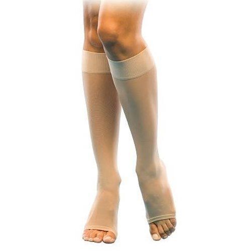 Sheer Support Open Toe Therapy Socks Knee High 15-20mmHg, Sz C, Taupe, 120CAO29