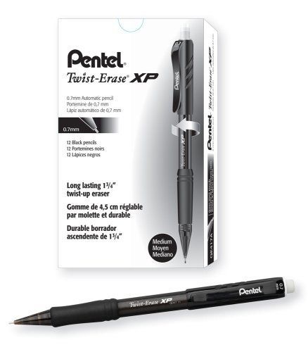 Pentel Twist Erase EXPRESS Automatic Pencil, 0.7mm Lead Size, Black Barrel, Box