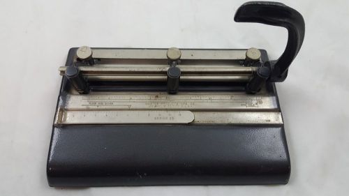 3 hole punch vintage industrial master products black heavy metal school office for sale