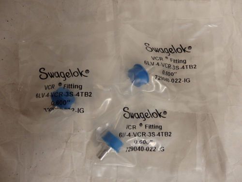 Lot of 3 Swagelok 6LV-4-VCR-3S-4TB2 Short Tube Butt Weld Glands 1/4&#034; VCR .6&#034; (D6