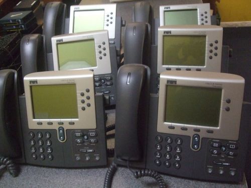 Lot of 6 Cisco CP-7940G 7940 IP VoIP Phones with Handset &amp; Stand #ICO