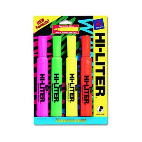 HI-LITER Desk Style Highlighter with Chisel Tip - 4 per Pack (Assorted)