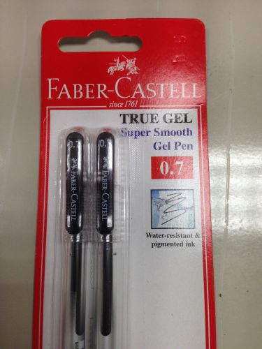 2 x Faber Castell True Gel 0.7mm head water resistant black ink gel pen