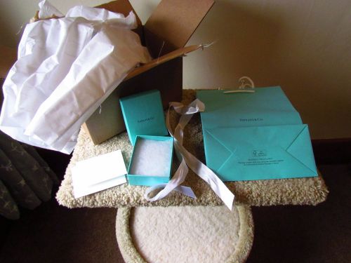 Tiffany &amp; Co. Packing Lot Gift Box Ribbon Card Gift Bag Tissue Paper NEW Present