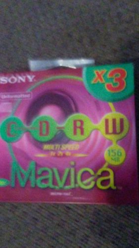 3-PACK SONY 3MCRW-156A MAVICA UNFORMATTED  REWRITABLE CD-RW BRAND NEW SEALED