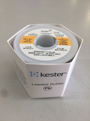 KESTER 24-6337-0027 WIRE SOLDER .031 RA ROSIN SN63 PB37 66 FLUX 44 CORE 1 lb NEW