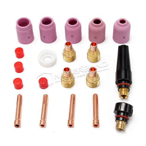 16pcs TIG Welding Stubby Gas Lens Collets Nozzle Back Cap Kit DB SR WP -17 18 26