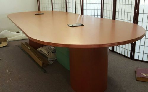 &#034;New&#034; HON 10 ft racetrack shape 2 pc top med. oak conference table $1000