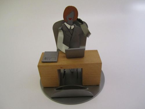 H &amp; K SCULPTURES Attorney Female Business Card Holder