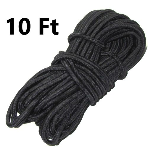 10ft 1/4&#034; Black Bungee Cord Marine Grade Heavy Duty Shock Rope Tie Down Stretch