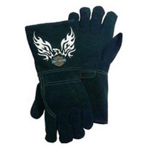 HARLEY DAVIDSON WELDING GLOVES - BLACK COWHIDE LEATHER KEVLAR STITCHED L/XL