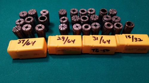 Kennametal erickson tg-50 collet set, 64ths set, 3/64&#034; - 17/32&#034;, 32 pcs total for sale