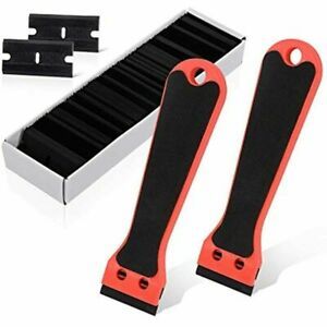 2 Plastic Mini Razor Scraper 6-inch Long Handle EVA Foam With 100 Double-Edge