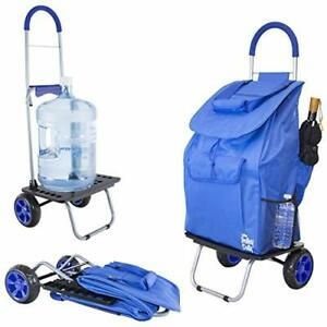 dbest products Bigger Trolley Dolly Blue Shopping Grocery Foldable Cart