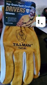 Tillman 1414 Work Gloves Top Grain Pearl Cowhide Split Leather Back large new