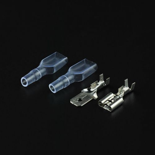 25sets of 6.3mm crimp terminal female spade connector + male spade connector for sale