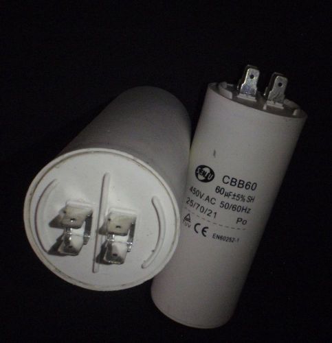 Capacitor cbb60 450vac 60uf hvac 60 mfd ac appliance motor start / run# white for sale