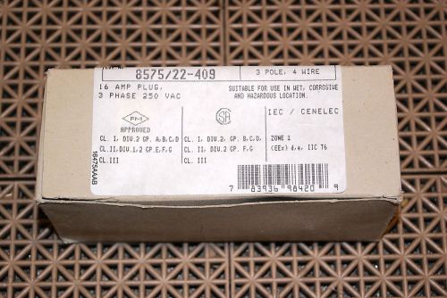 Hubbell Killark Stahl 8575/22-409 Plug 16 Amp 250v 3P 4W For 8575/21 New