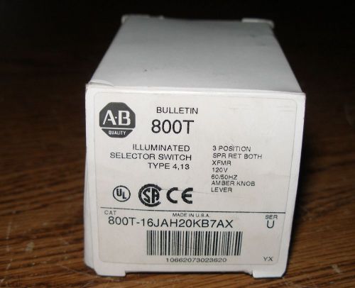 NEW AB ALLEN BRADLEY ILLUMINATED SELECTOR SWITCH 800T-16JAH20KB7AX Type 4, 13