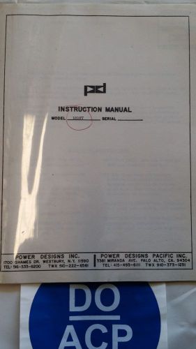 POWER DESIGNS MODEL 1010T INSTRUCTION MANUAL R3-S31