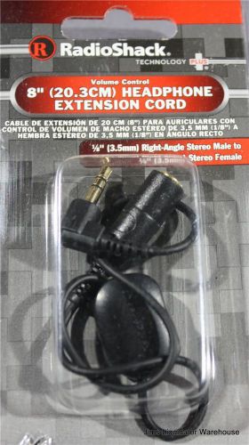 Radioshack® 8&#034; headphone cord 1/8&#034; male stereo to 1/8 female stereo 42-02559 for sale