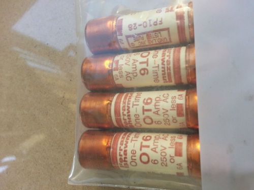 FERRAZ/MERSEN ONE TIME USE FUSE OT6 6A 250V Lot Of 4