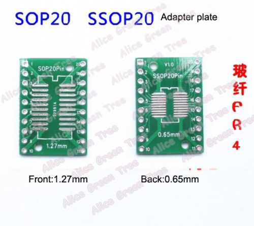 10pcs sop20 ssop20 tssop20 to dip20 pcb smd dip/adapter plate pitch 0.65/1.27mm for sale