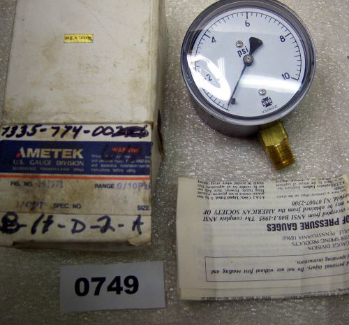 (0749) ametek pressure gauge 161971 1-10psi for sale