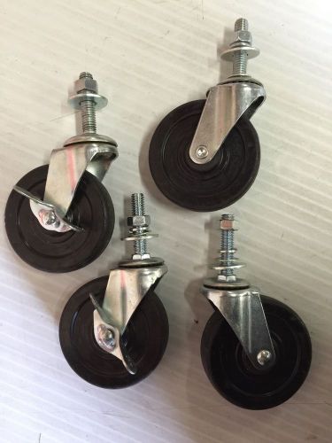 Swivel stem caster with 4&#034; hard rubber wheel 3&#034; tall threaded stem heavy duty for sale