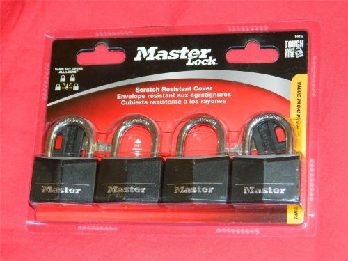 BRAND NEW MASTER LOCK 4 PACK 7/8&#034; PADLOCKS KEYED 141Q SHIPS FREE!!! NIP!!!