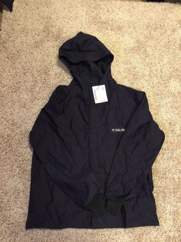 New Salisbury JSHV1132BL, Large, Navy. 11 CAL arc flash jacket w/ hood