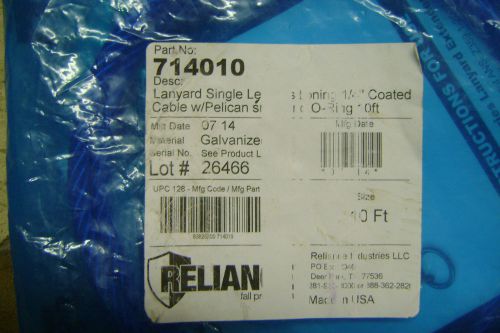 RELIANCE INDUSTRIES 714010 CTD CABLE WITH LOCKING SN/O 10 FOOT METAL LANYARD NIB